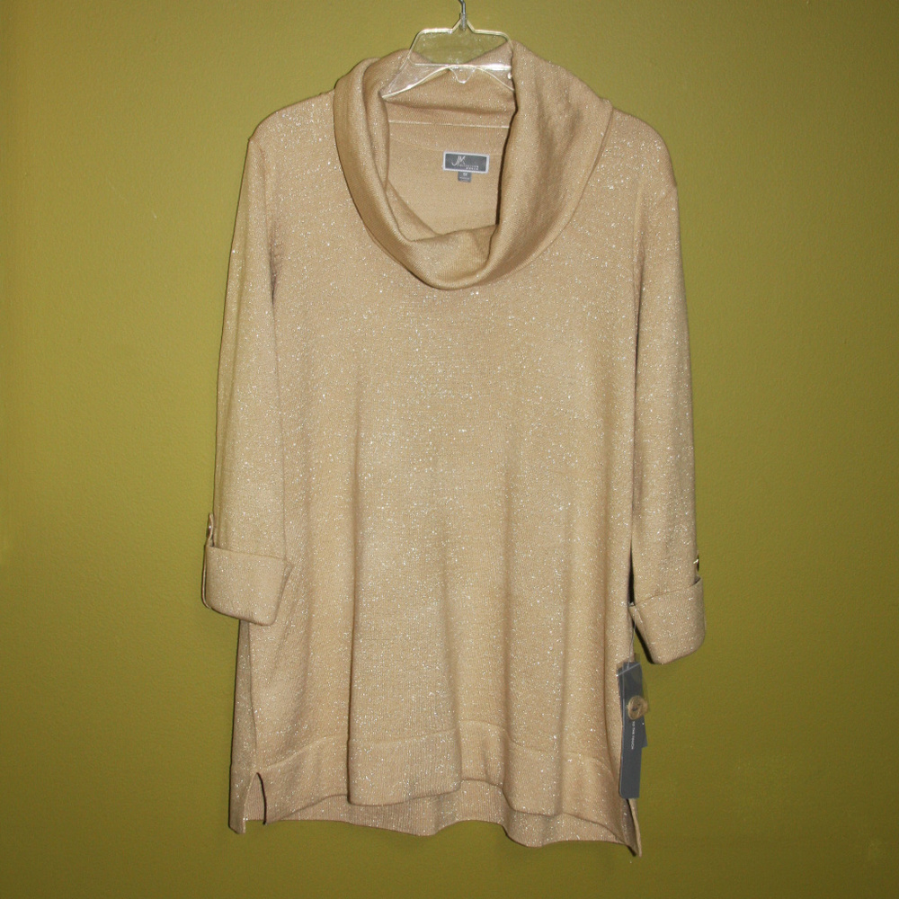 New JM Collection 1X Gold Sparkly Sweater